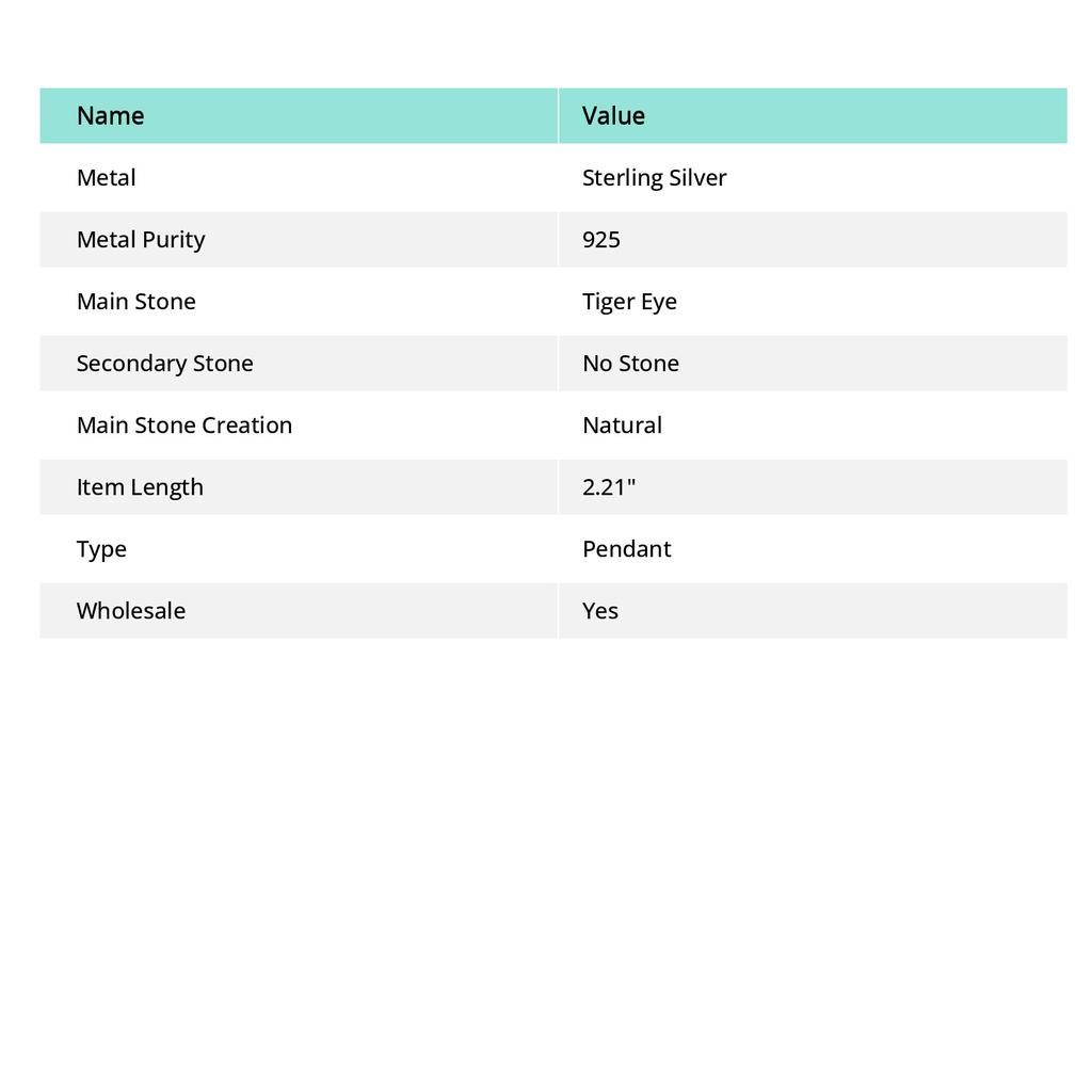 Natural Tiger Eye Gemstone 925 Sterling Silver Jewelry Pendant 2.21" d5u77