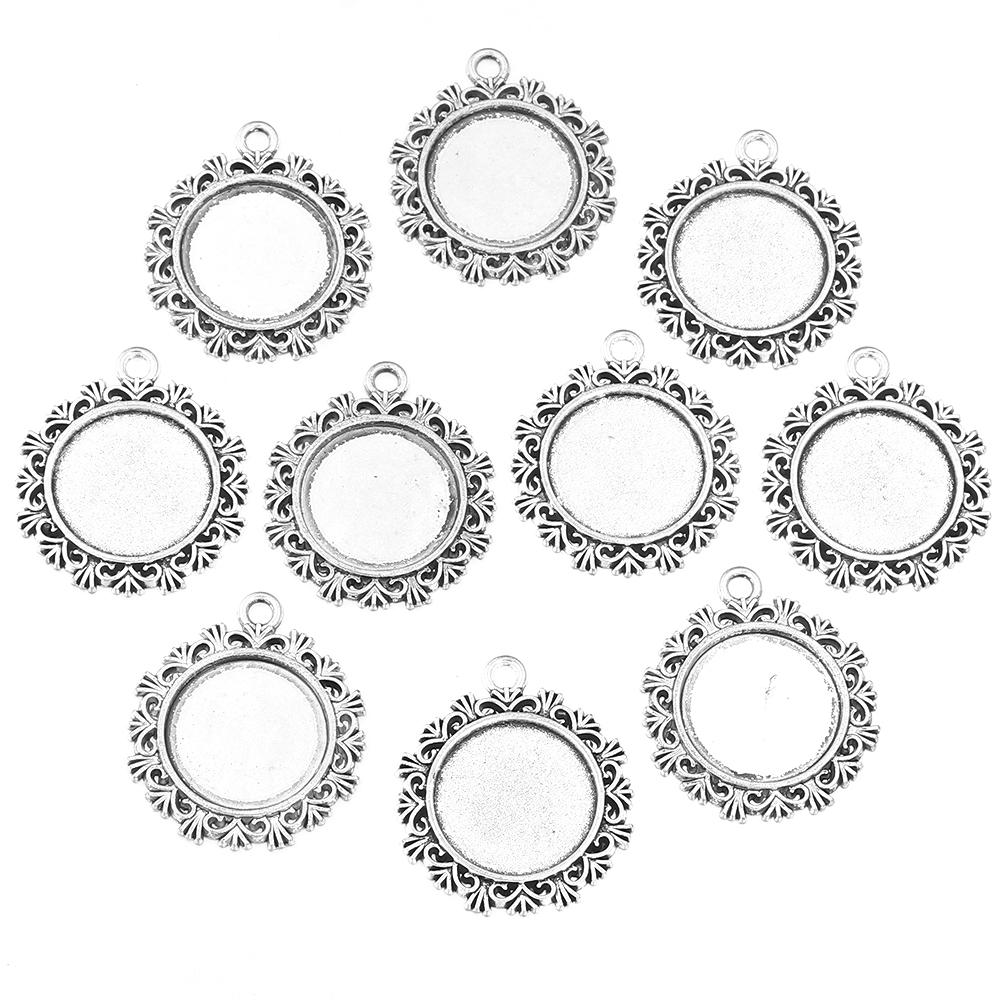 5-10pcs/lot Vintage Necklace Pendant Setting Cabochon Base Tray Bezel Blank For Pendants Cabochons Jewelry Making Accessories