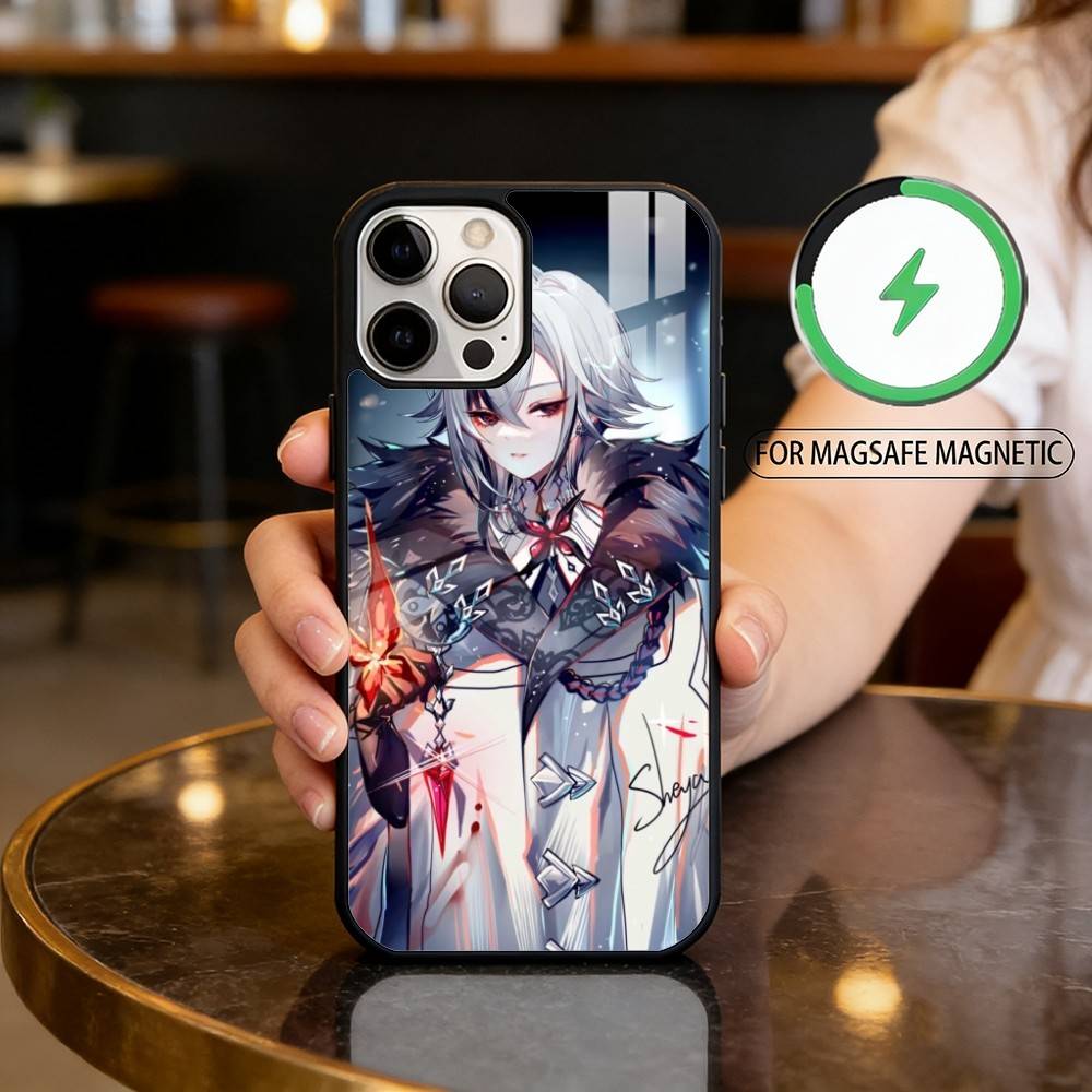 G-Genshin Arlecchino Impact Magnetic For Magsafe Wireless Charging Phone Case For iPhone17,16,15,14,13,12,11 Plus,Pro Max
