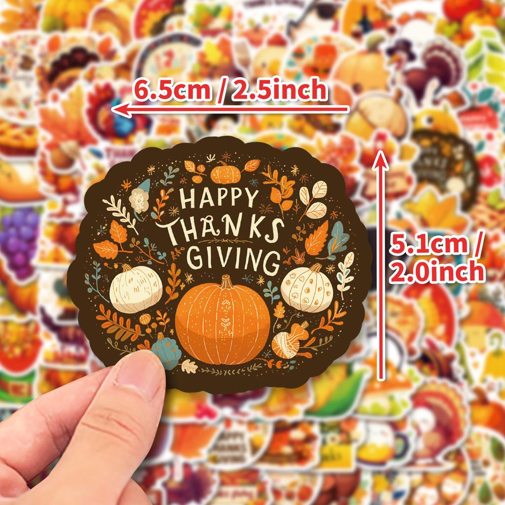 100 Thanksgiving Themed Pp Waterproof Stickers Diy Mobile Phone Case Water Cup Hand Account Refrigerator
