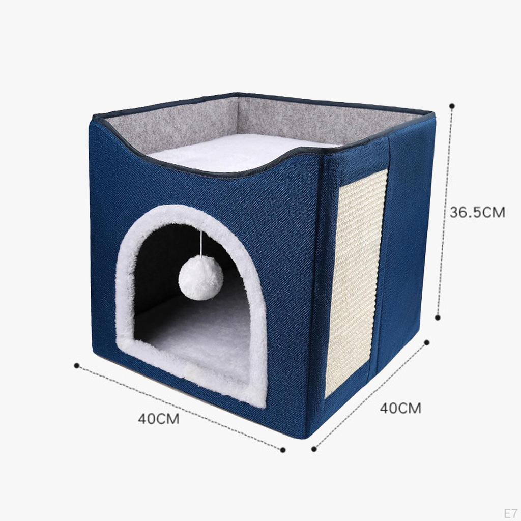 Cat Bed Cube Condo Dog Removable Cushion with Pet House for Multi Small
