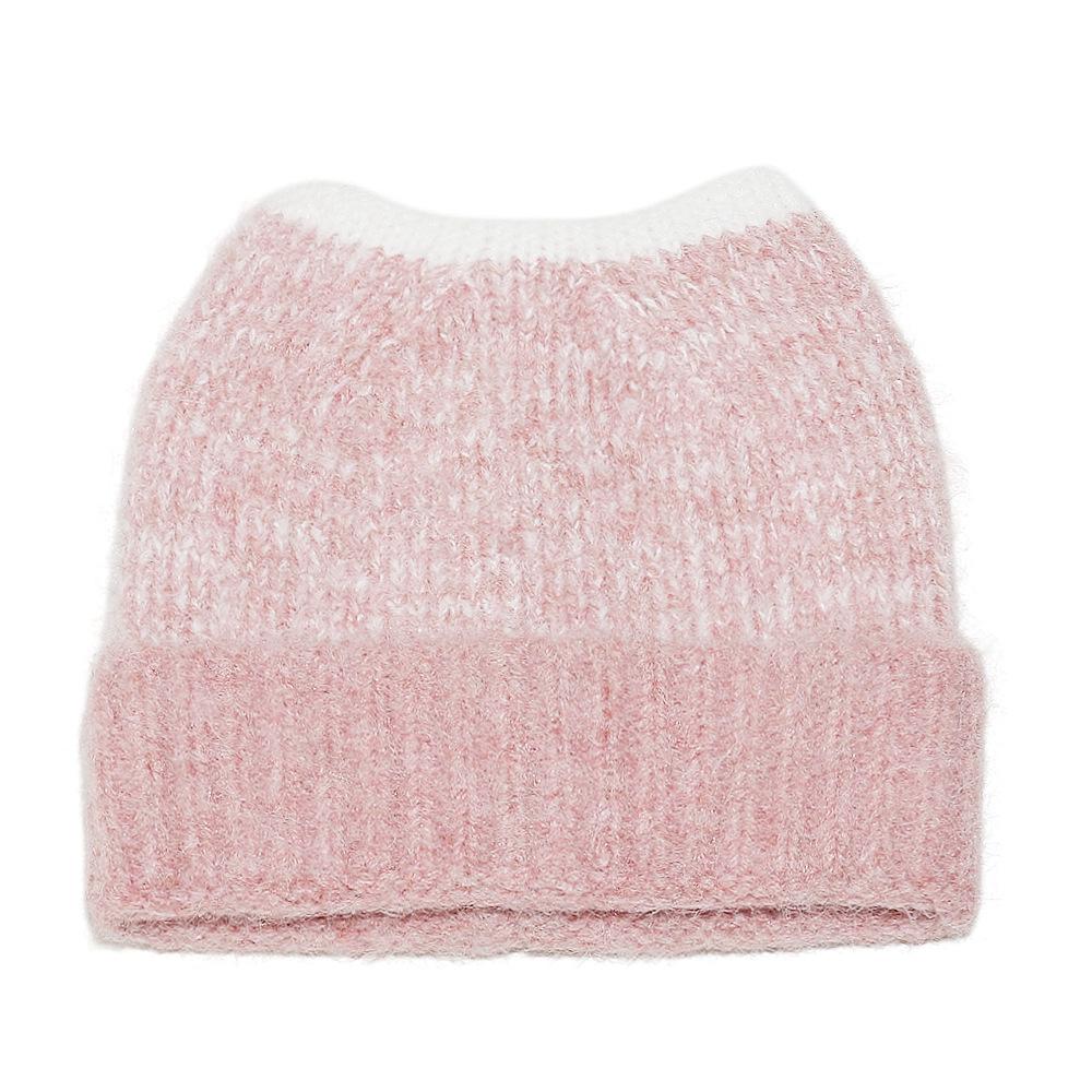 Temu Autumn and Winter New Wool Hat Gradual Change Color Blended Devil Cat Ears Pullover Hat Knitted Hat Women