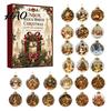 Interactive Holiday Countdown Christmas Advent Calendar, 24 Day Box with Tabletop Decor 2D Acrylic Round Ornaments, Festive Tree Hanging Decorative