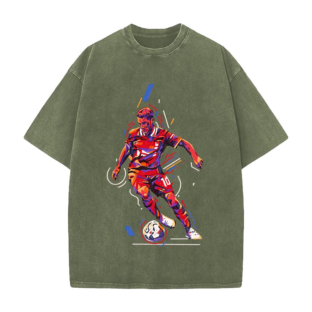 Trendiges Bedrucktes T-Shirt Herren Damen Kleidung Vintage Gewaschenes Oversize T-Shirt Sommer Kurzarm Baumwoll Tops