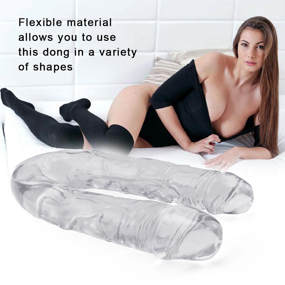 Weicher Dildo Doppel Realistischer Lesben Vaginal Anal Butt Plug Gefälschter Penis Sexspielzeug für Frauen Paare Homosexuell Erwachsene Produkte