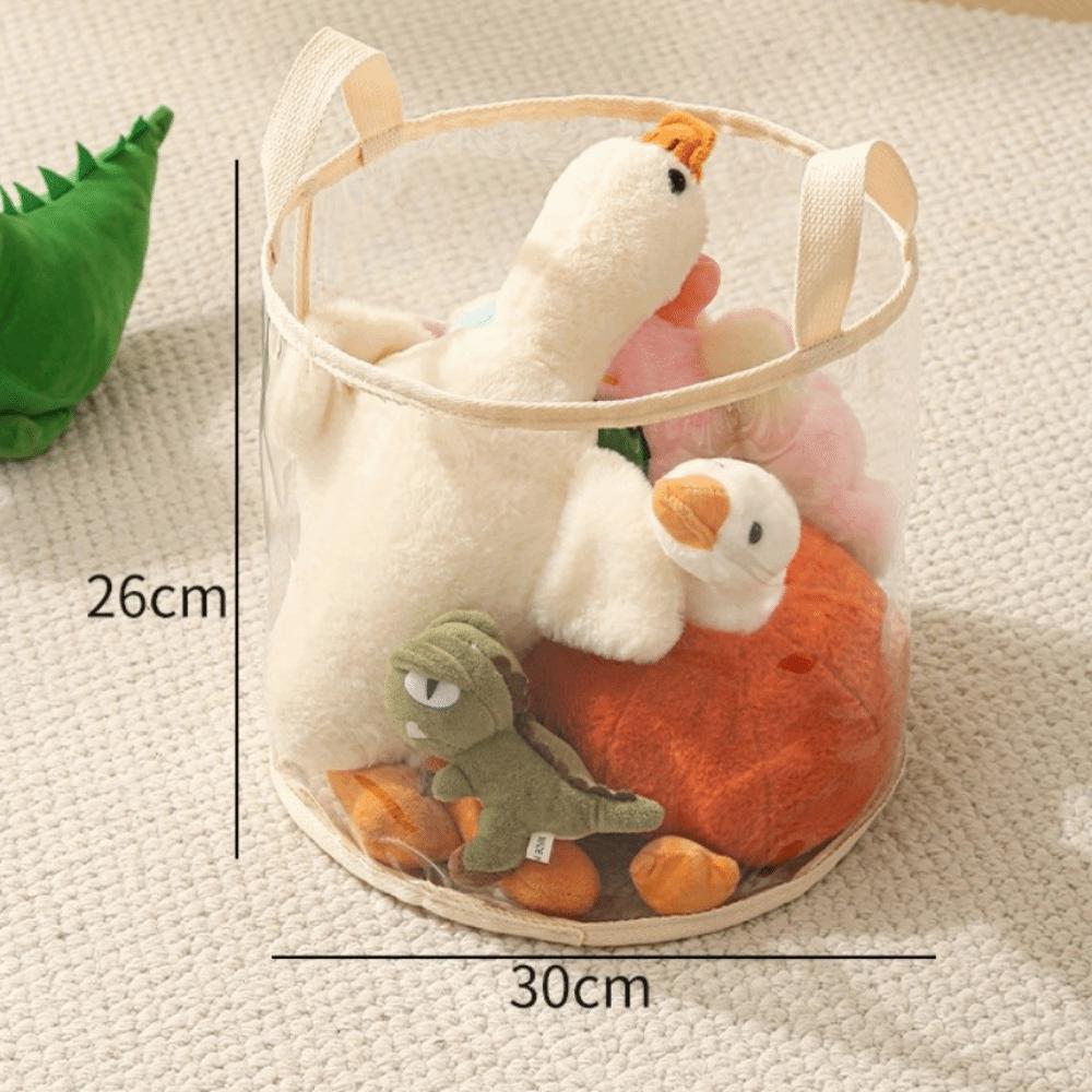 with Handle Doll Storage Basket PVC Stuffed Toys Organizer New Plush Toys Storage  Household Use