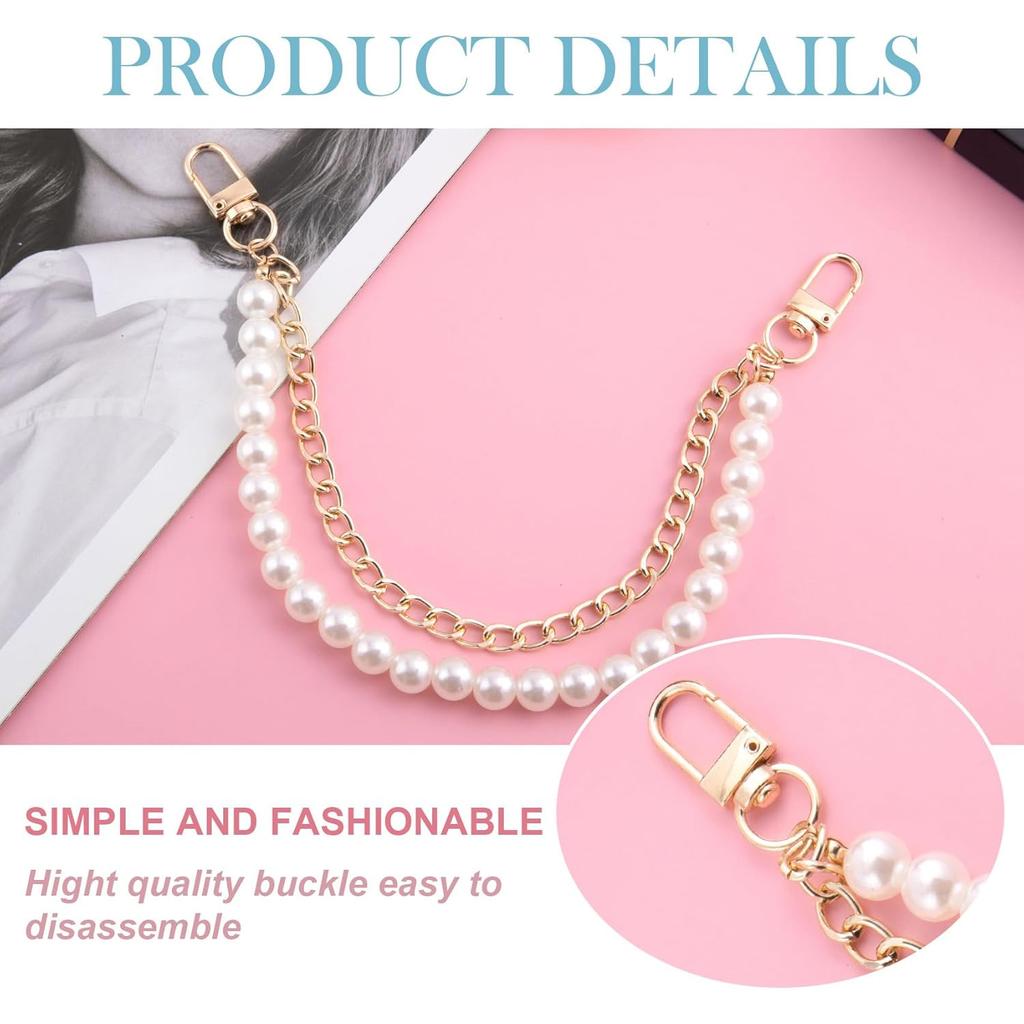 Purse Double Chains Strap for Women,Purse Straps Extender, Short Handle Replacement Charms Accessories for Wallets Handbags Bags