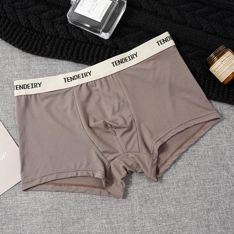 Ice Silk Men's Cotton Crotch Boxer Briefs Boys Teenagers Seamless Large Size Breathable Comfortable Cool Boxer Shorts