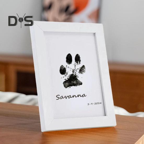 1 sett Pet Paw Printing Kit med fotoramme i tre DIY Hund Katt Potetrykk Inntrykk Valp Kattunge Poteavtrykk Minnesmerke Bilderamme Dekorasjon Kjæledyr elsker