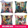 Home Decor Colorful Fantasy Cats Pattern Pillow Cover Pattern Cushion Cover Suitable For Sofa Bedroom Car Pillow Cover
