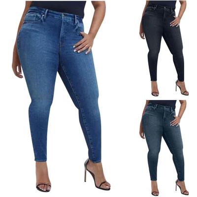 Women's Large Size High Waist Tighten Waist Curve Jeans Pencil Pants Zip Fly With Button Closure