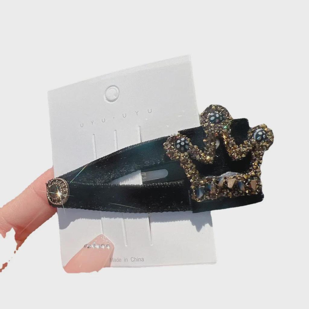 Velvet Exquisite Bangs Hairpin Side Clip - Dongdaemun Style