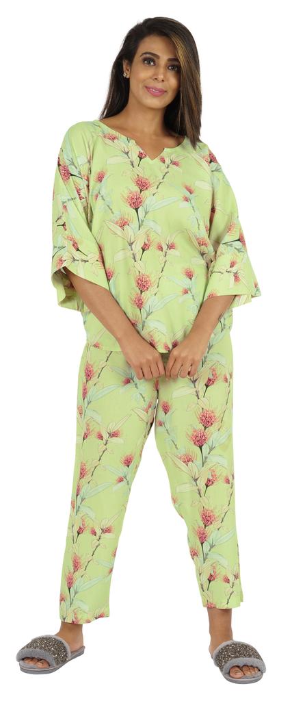 Phagun Women Loungewear 2Pcs Pajama Set Sleepwear Top & Pajama Asian