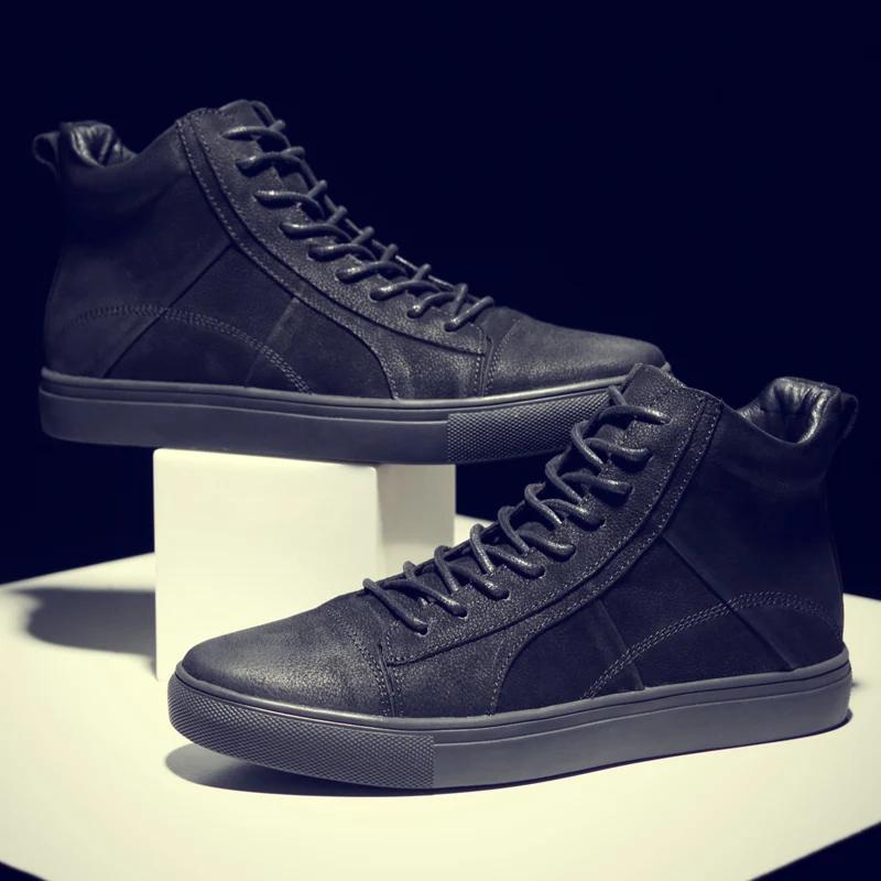 Fashion New Men Basic Shoes Winter Plush Snow Boots Genuine Leather Ankle Boot Men's Black Sneaker Footwear Fashion Motocross Big Size