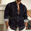 Nuova camicia da uomo a blocchi di colore patchwork a maniche lunghe, camicia casual da lavoro a righe geometriche, top da uomo slim-fit, taglie S-6XL.