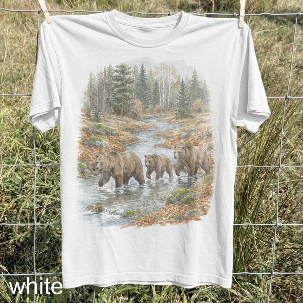 Bears River Vintage Nature Shirt,Retro Wildlife Landscape Comfort Colors T-Shirt