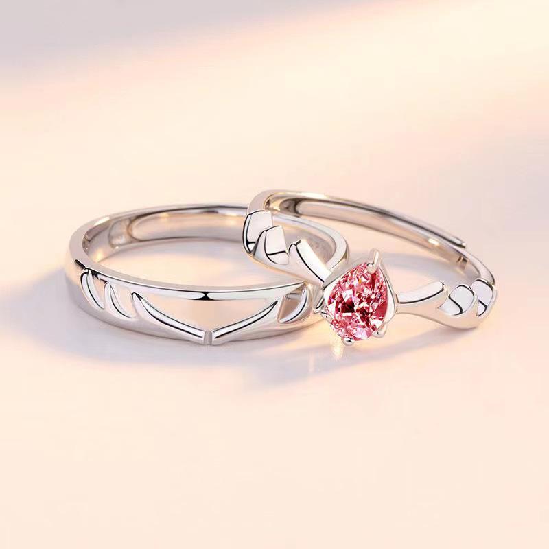 Antler Couple Rings - Trendy, Adjustable Student Gift with Diamond Accent for Christmas