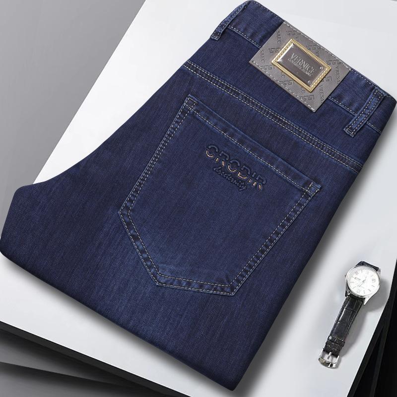 

Легкие мужские джинсовые брюки для весны/лета со средней посадкой, прямые, деловые, тянущиеся, повседневные 34 синий