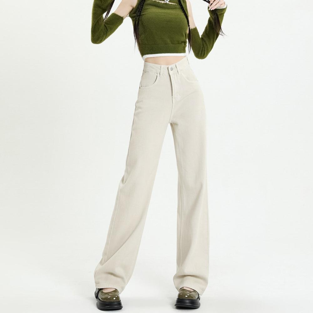 Wide-leg jeans women's 2025 spring and autumn new fashionable high-waisted thin loose drape straight floor pants