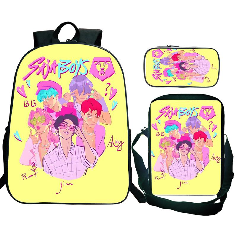 3tlg KPop Dämonenjäger Rucksäcke Huntrix Mädchen Kinder Studenten Schultaschen Zoey Rumi Mira Saja Jungen Kinder Schultaschen Unisex Mochila