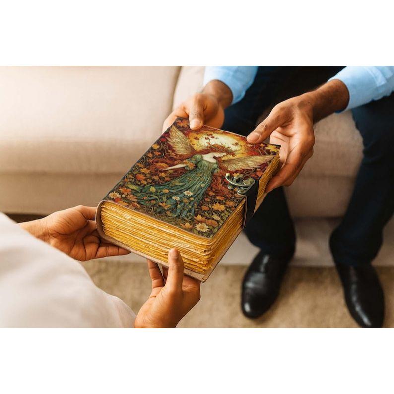 Handmade Fairy Leather Grimoire: Christmas Gift Book of Shadows