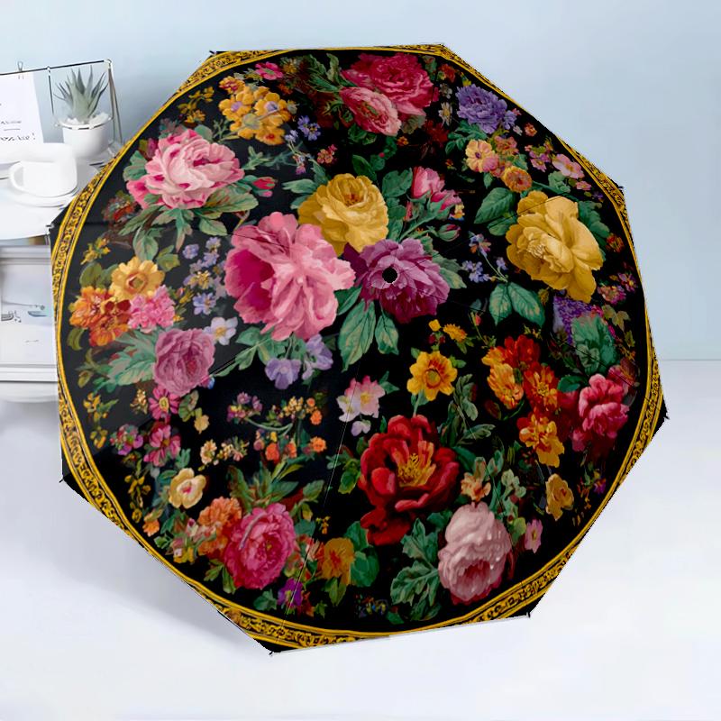 Floral Elegance In Pink Roses 8-Frame for Travel, Camping, Casual Lightweight Portable Umbrella, Essential for Every Family Holidays Birthday Gift