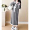 Red Christmas New Sweater Skirt Women's Autumn and Winter Lace Splicing Age-reducing Bow Loose Large Size Knitted Dress