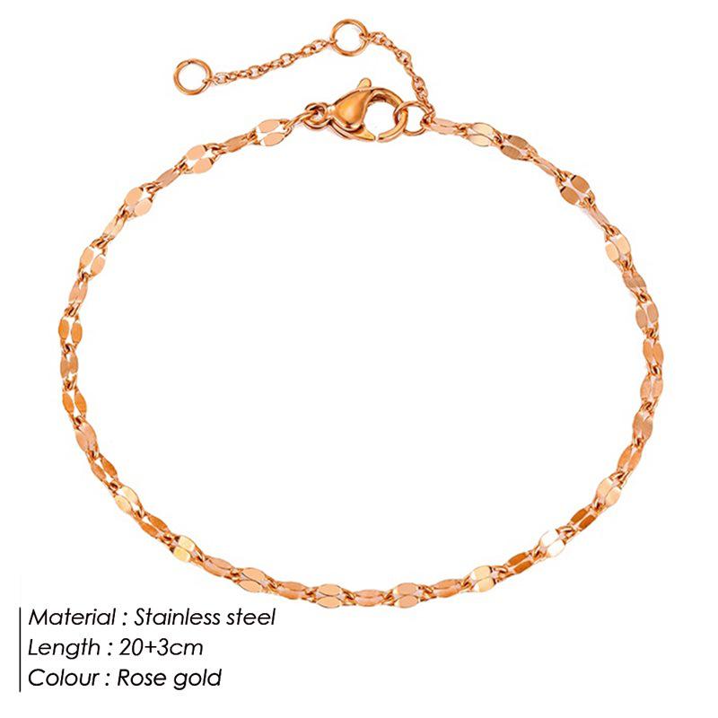 eManco Women's Gold-Plated Stainless Steel Lace Chain Anklet