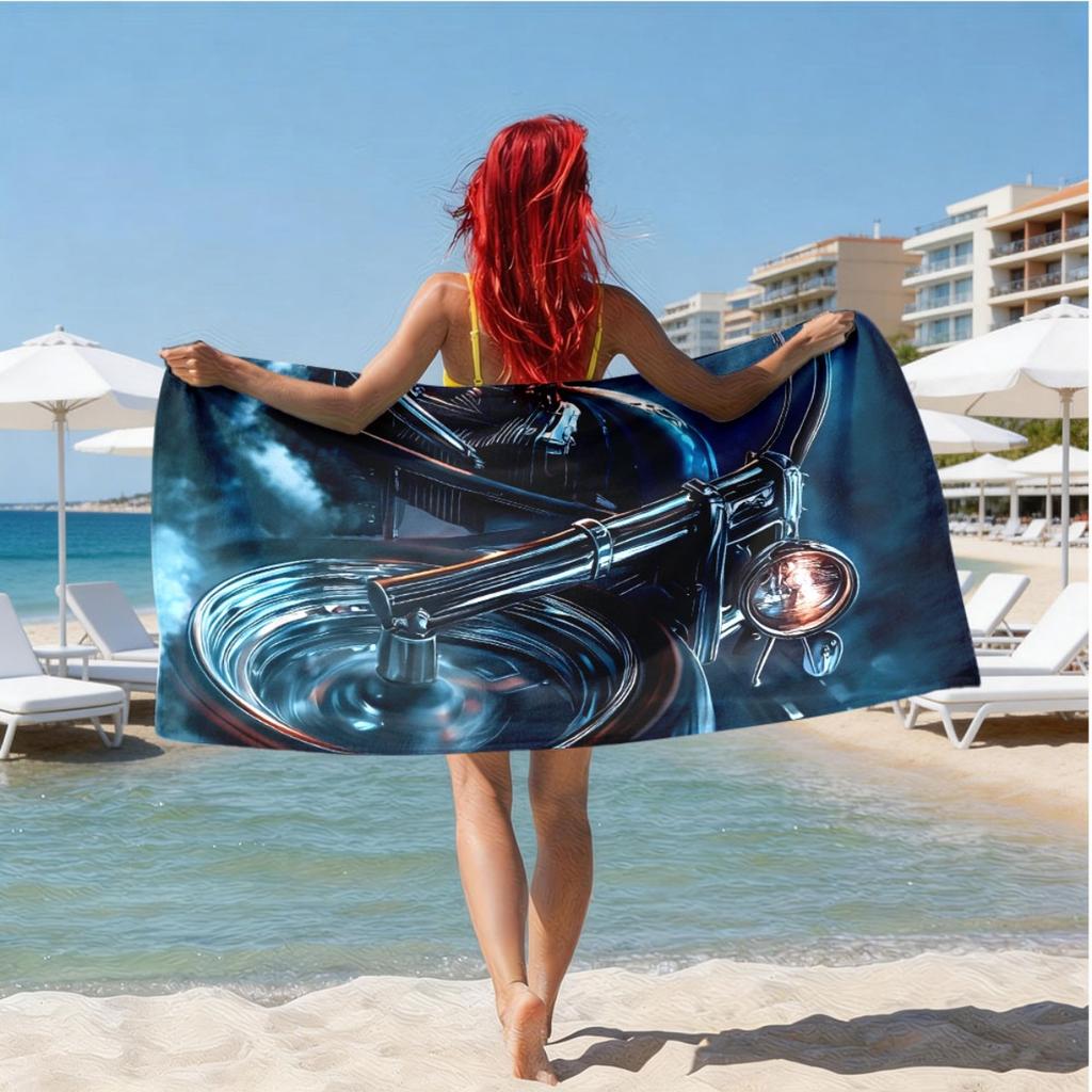 Klassisches amerikanisches Motorrad-Thema Polyester-Mikrofaser-Strandtuch ist sehr saugfähig, geeignet für Schwimmen und Strandausflüge