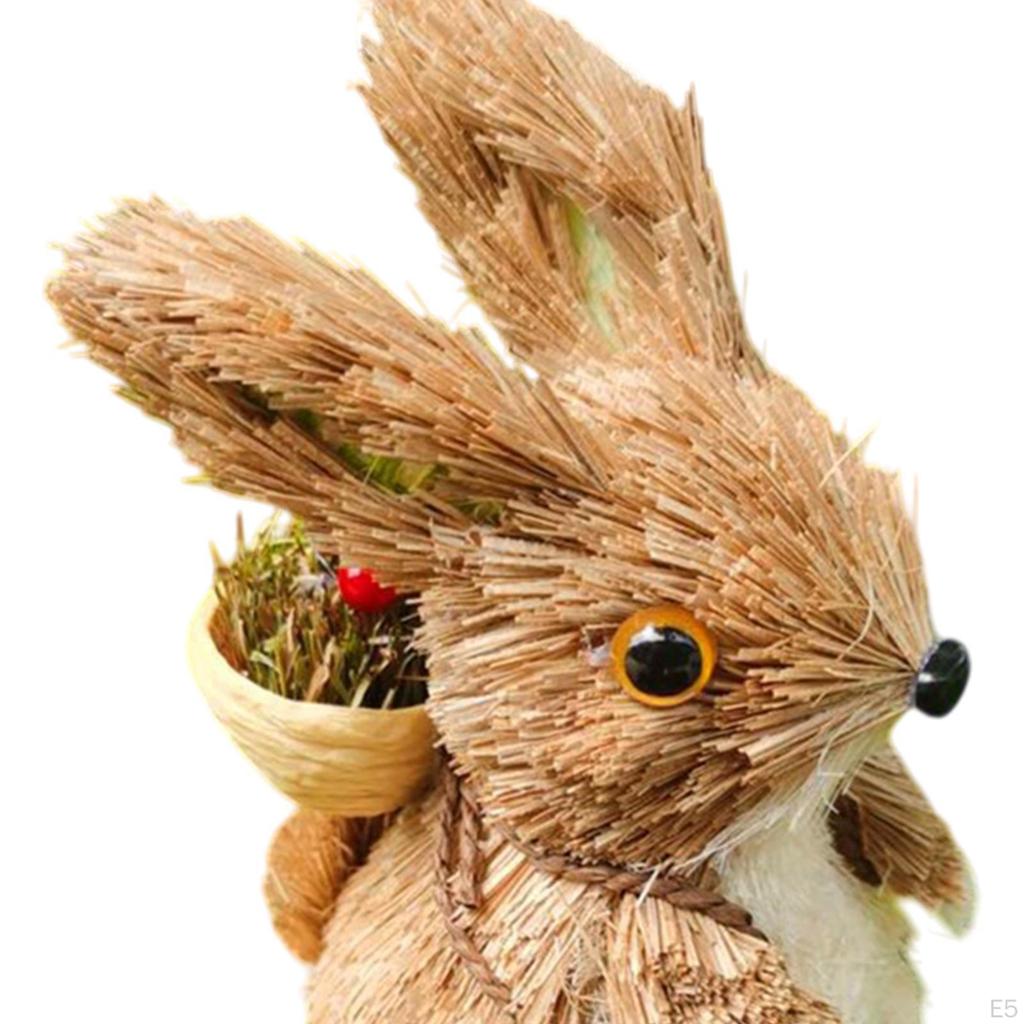 Rabbit Ornament, Artisanal Animal Statue, Easter Decoration, Small Back Basket for Bedroom, Rear