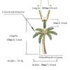 Coconut Tree Iced Out Cubic Zircon Pendant& Necklace Gold Silver Color Plated Hip Hop Men's Jewelry