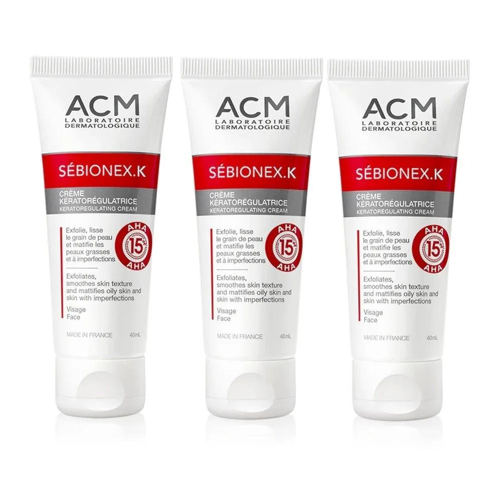 ACM France Sebionex K Oil Control Cream for Oily, Acne-Prone Skin 40ml x 3 bottles