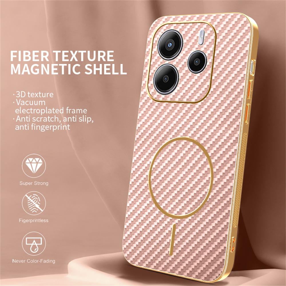 For Xiaomi Redmi Note 14 4G (163.25mm) Phone Case Carbon Fiber Textured Electroplated TPU Back Cover