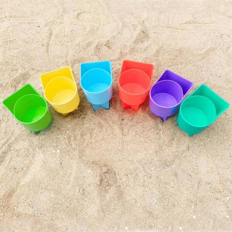 Portable Outdoor Drink & Phone Holder Organizer With Ground Stake Functional Storage Rack For Camping