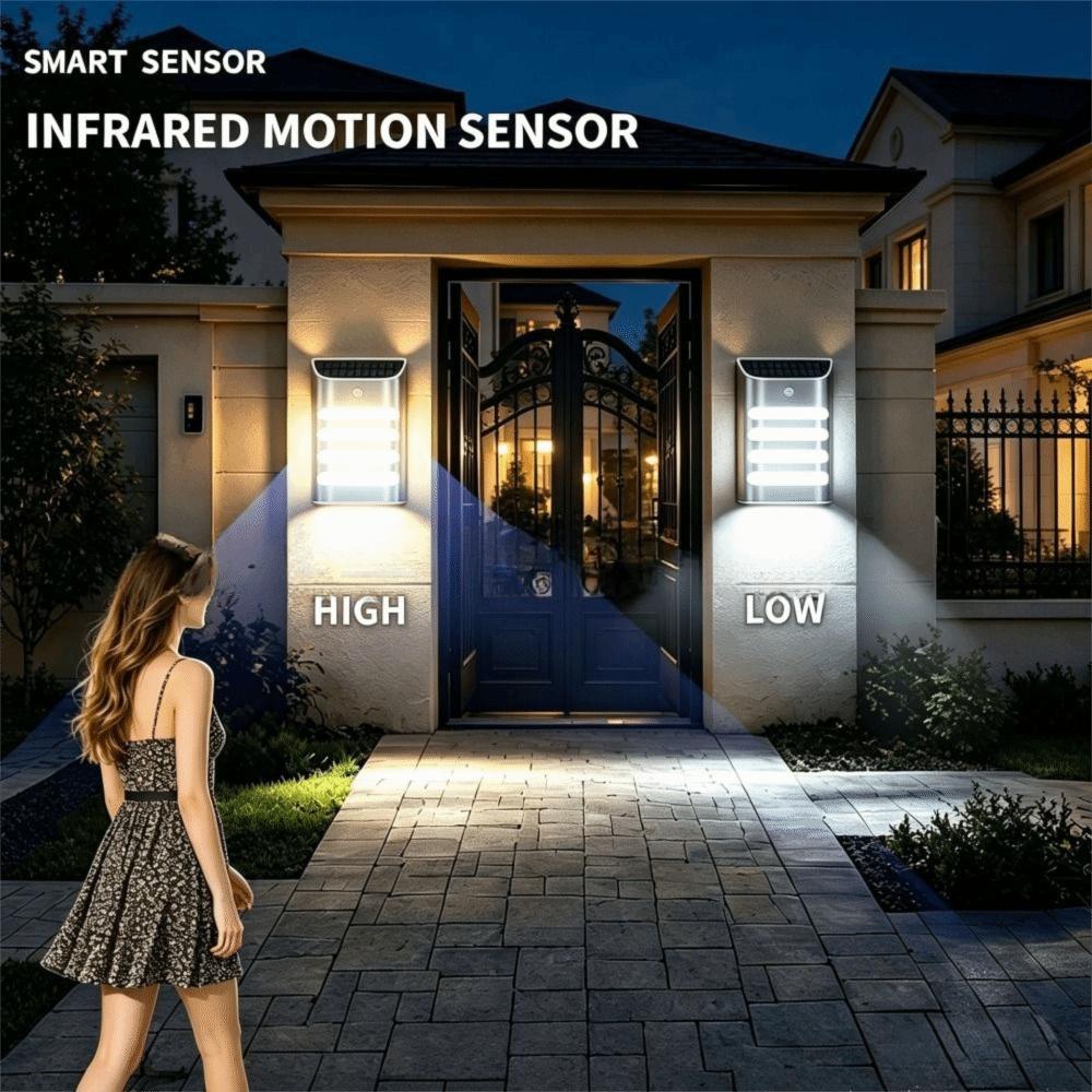 Premium Stainless Steel Solar Wall Lamp Rust Resistance Solar Energy Motion Sensor Outdoor Light Wireless Sturdiness