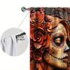 2pcs Wooden Carving Skeleton Love Printed Curtain for Halloween Home Decor - Rod Pocket Window Treatment for Bedroom, Office