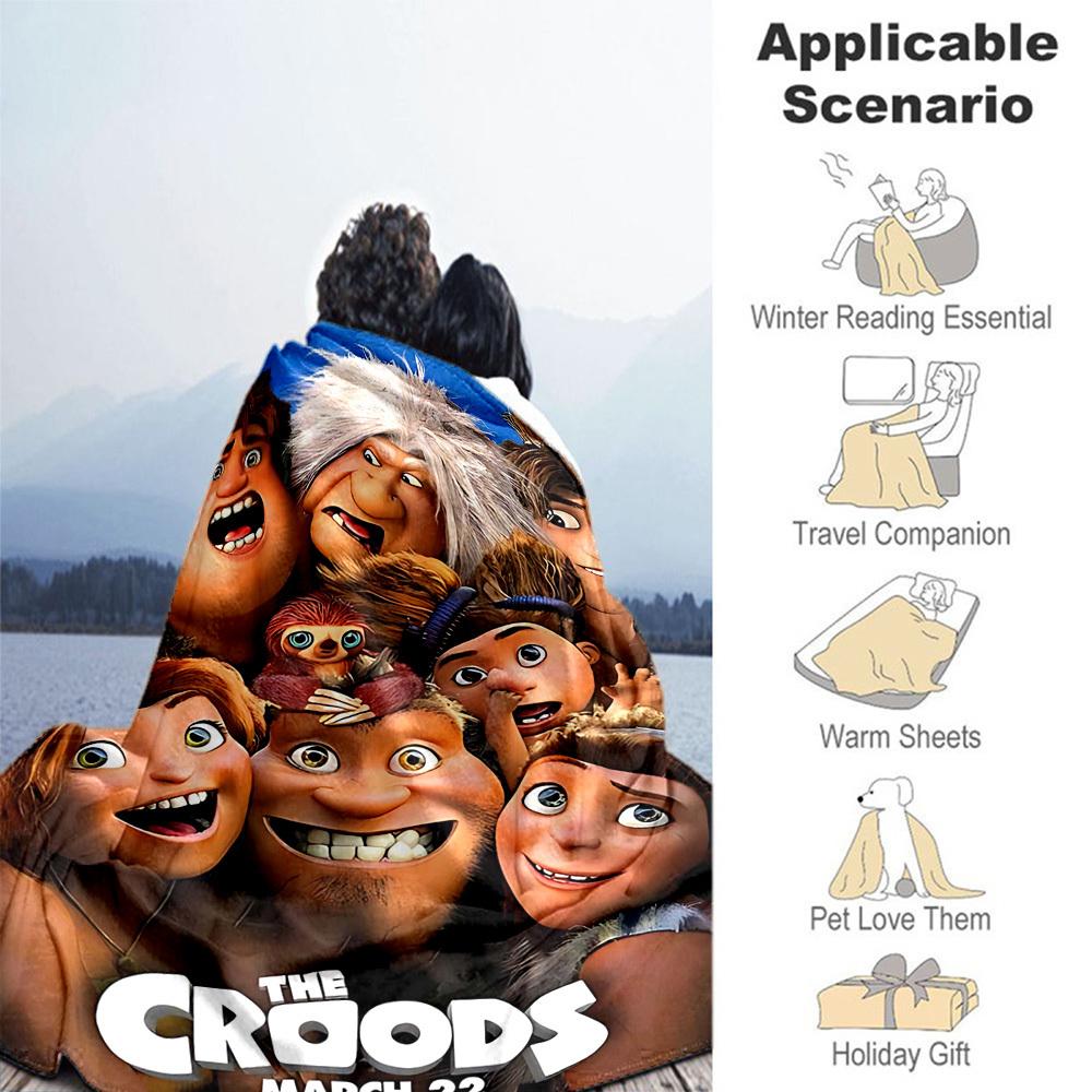 1 szt. Croods 22 marca Koc Flanelowy Zewnętrzny Miękki Pluszowy Wystrój na Pikniki, Kemping, Sypialnię, Pokój Zabaw lub Przerwę na Lunchn1220A