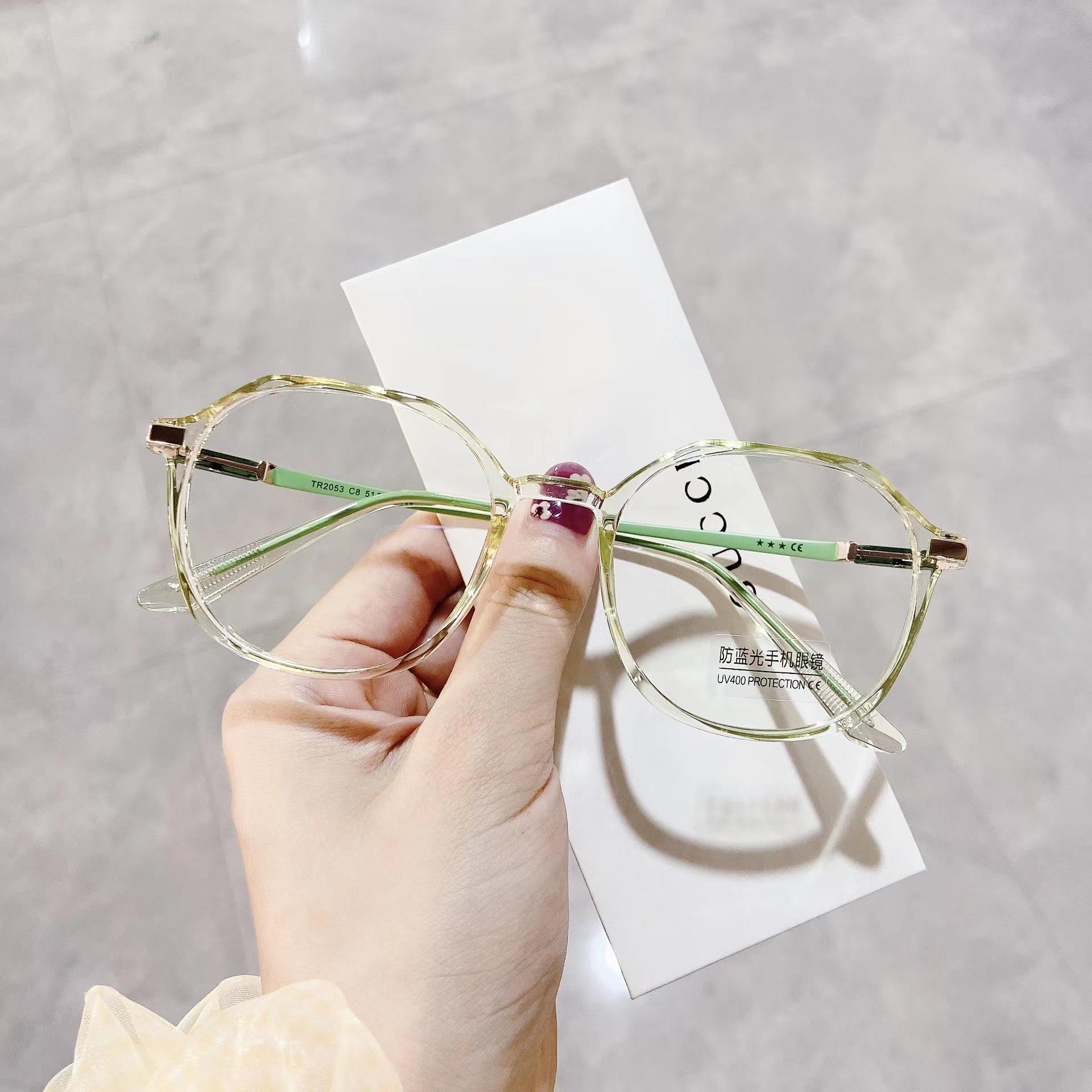 

Vintage Oversized Oval Frame Eyeglasses Fashion Candy Color Anti-blue Light Eyewear New Stylish Brand Design Ins Popular Glasses Other зелений
