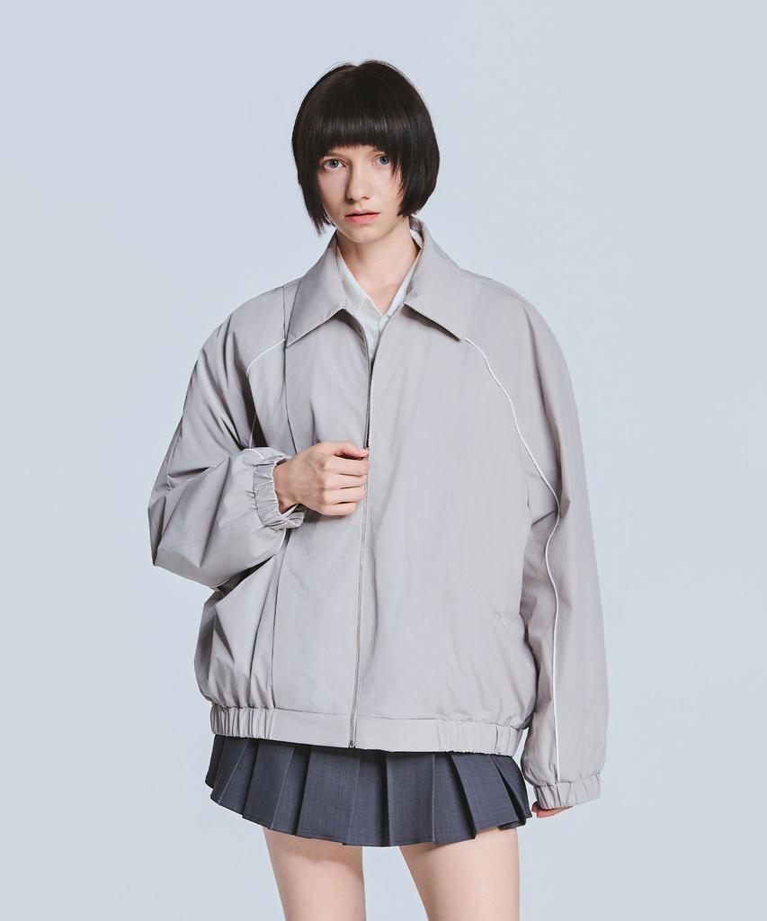 Ten Past Seven Contrast Piping Blouson Jacket - Light Beige