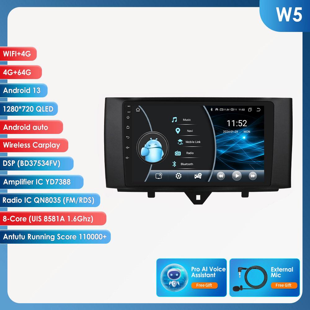 Hizpo Autorádio Carplay 4G Android 13 pro Smart Fortwo 2011-2015 Multimediální přehrávač videa GPS 2din Autorádio Inteligentní obrazovka WIFI Bluetooth RDS FM