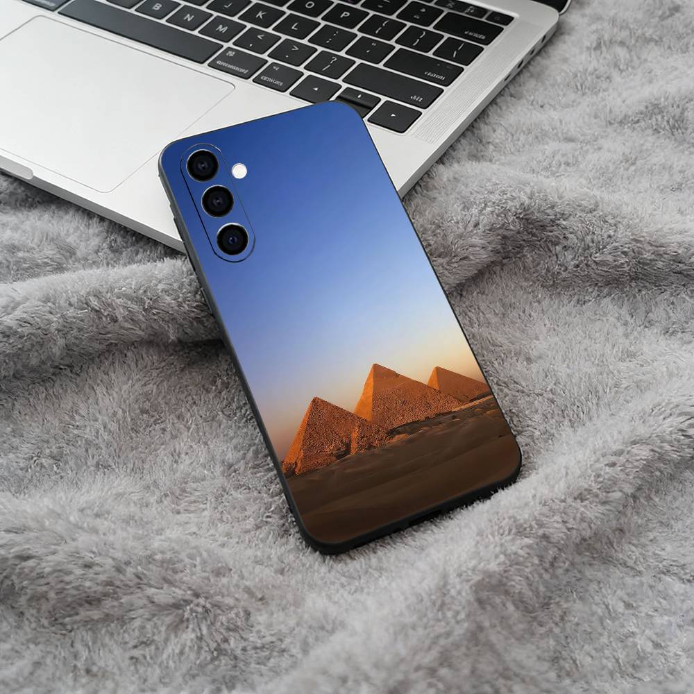 

The E-Egyptian -P-Pyramids Black Soft Silicone Phone Case for Samsung Galaxy A73, A71, A72, A70, A53, A52, A51 Samsung a514g