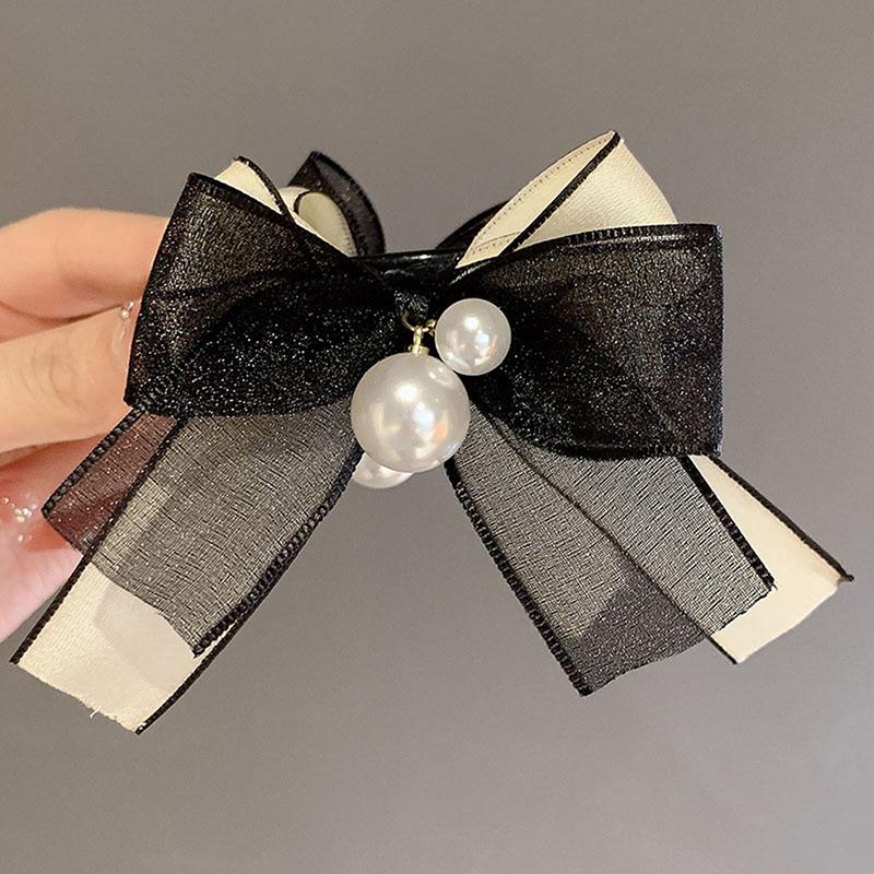 New Lace Bow Pearl Hair Claws Advanced Sense Elegant Hair Clip Women Korean Fashion Girls Daily Wear Hairpins Hair Accessories