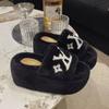 Thick bottom heightening fluffy slippers women's wear 2025 new autumn and winter Internet celebrity popular home fluffy cotton slippers