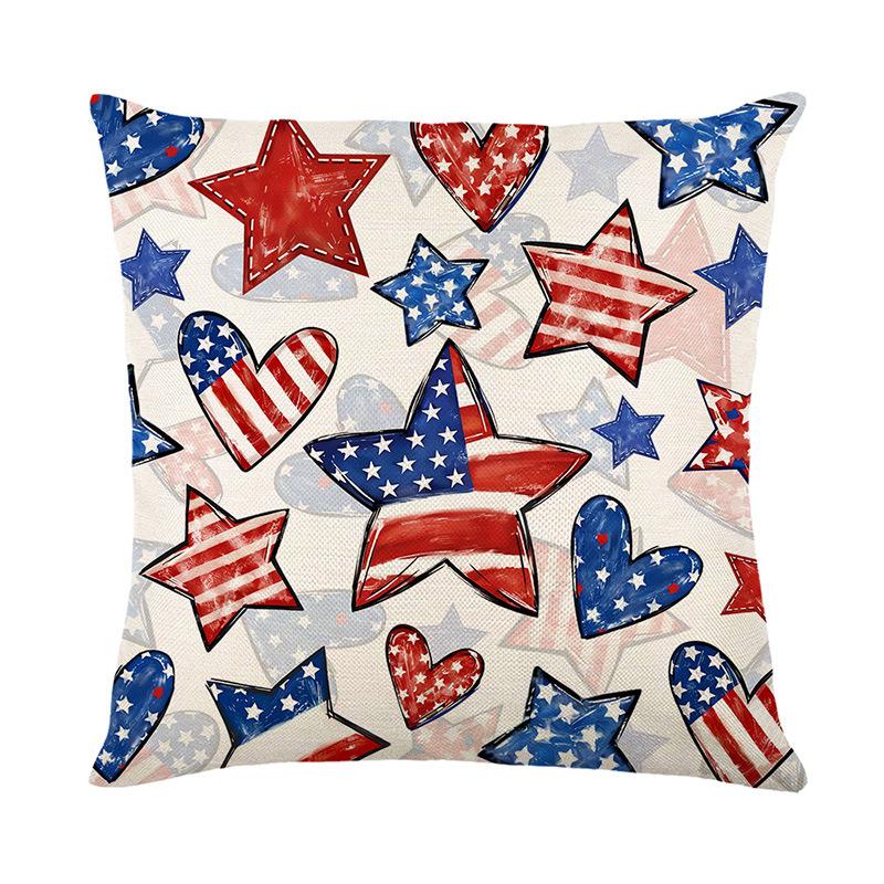 

Pillow Cover Five-pointed Star Pillow Cover 45*45 Cm Red Star Stripe Print Pillow Cover 45 * 45Cm (without pillow core)
