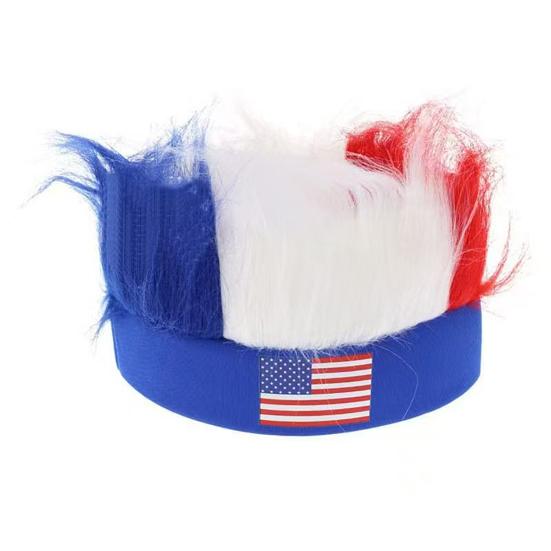 

Novelty Patriotic Fuzzy Headband Independence Day Headband Comfortable Hair Accessory Creative Red White Blue Wig Hat Independence Day Empty Top Fans B
