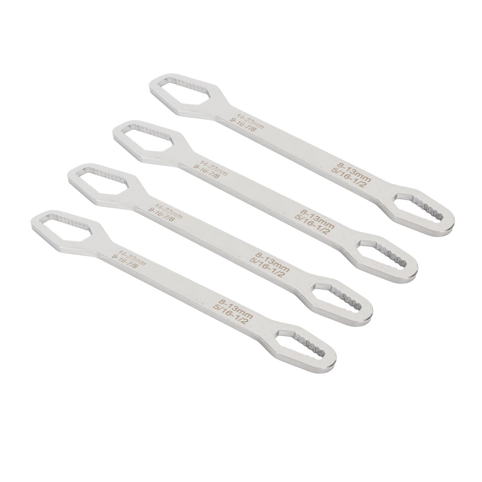 4pcs Double Ended Self Tightening Wrench Multifunctional 60HRC High Hardness 8 To 22mm Adjustable Universal Spanner
