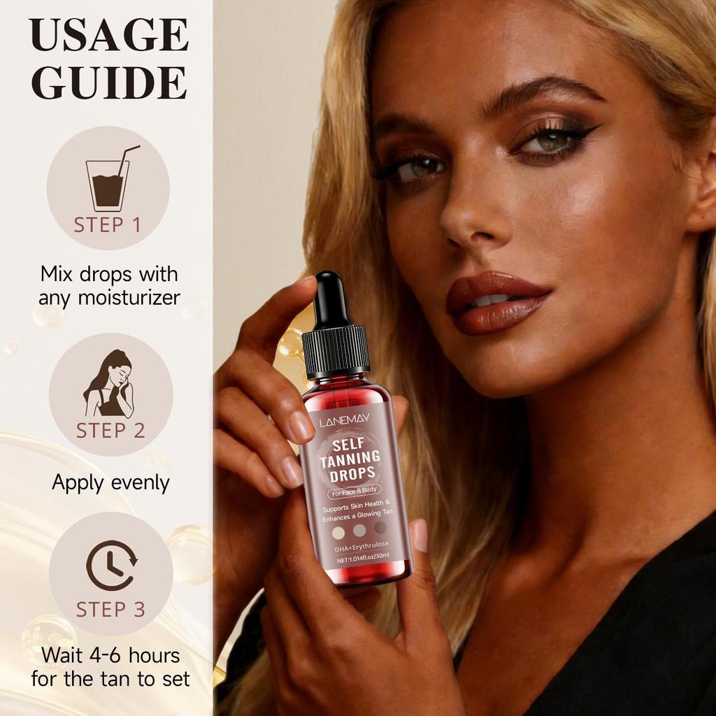 Self Tanning Drops-Support Skin Health & Enhance A Glowing Tan-Moisturizing Bronzing Taner For Face & Body-30ml