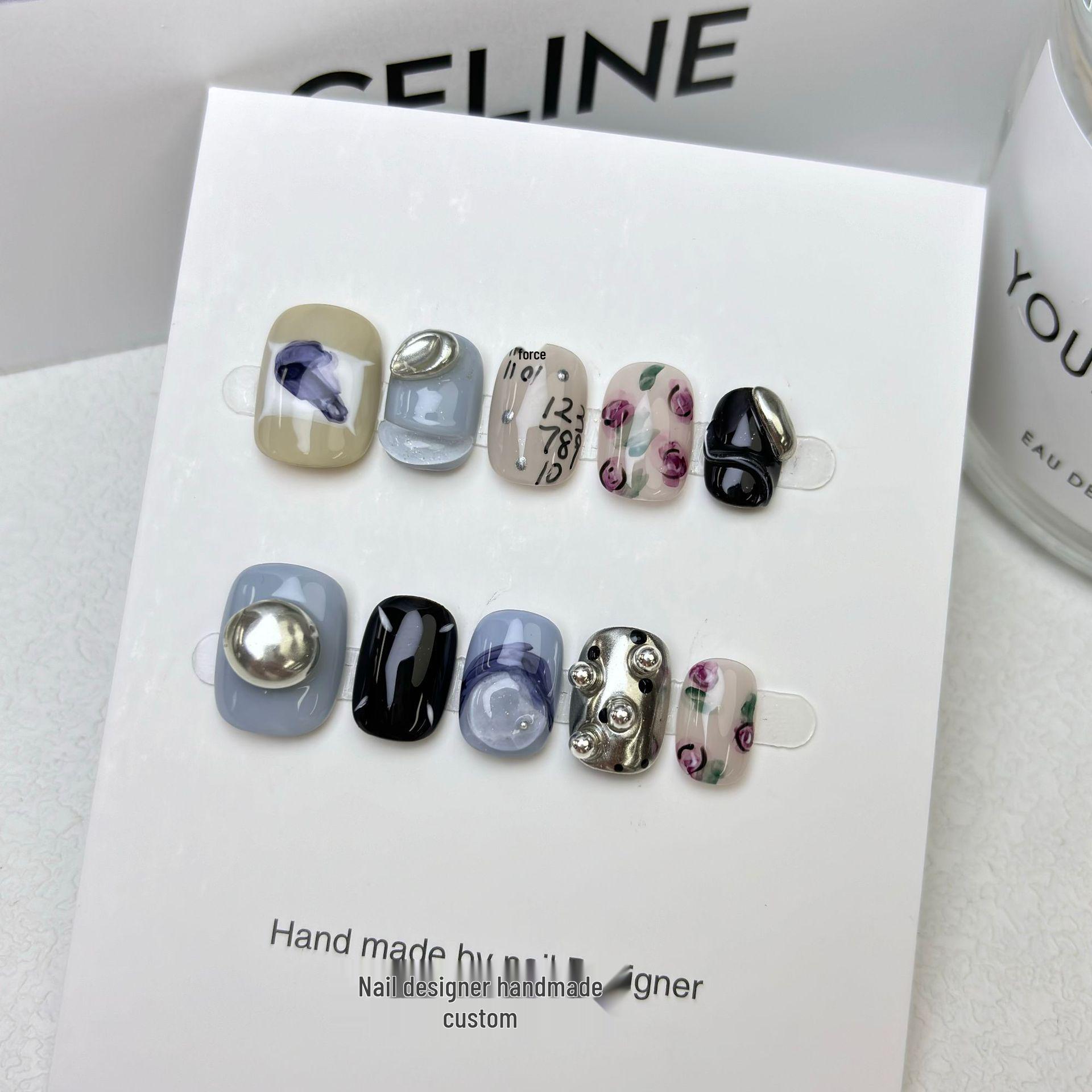 

Хана Ручная Работа Носимый Нейл-арт: Короткие съемные отбеливающие накладные ногти Extra Small