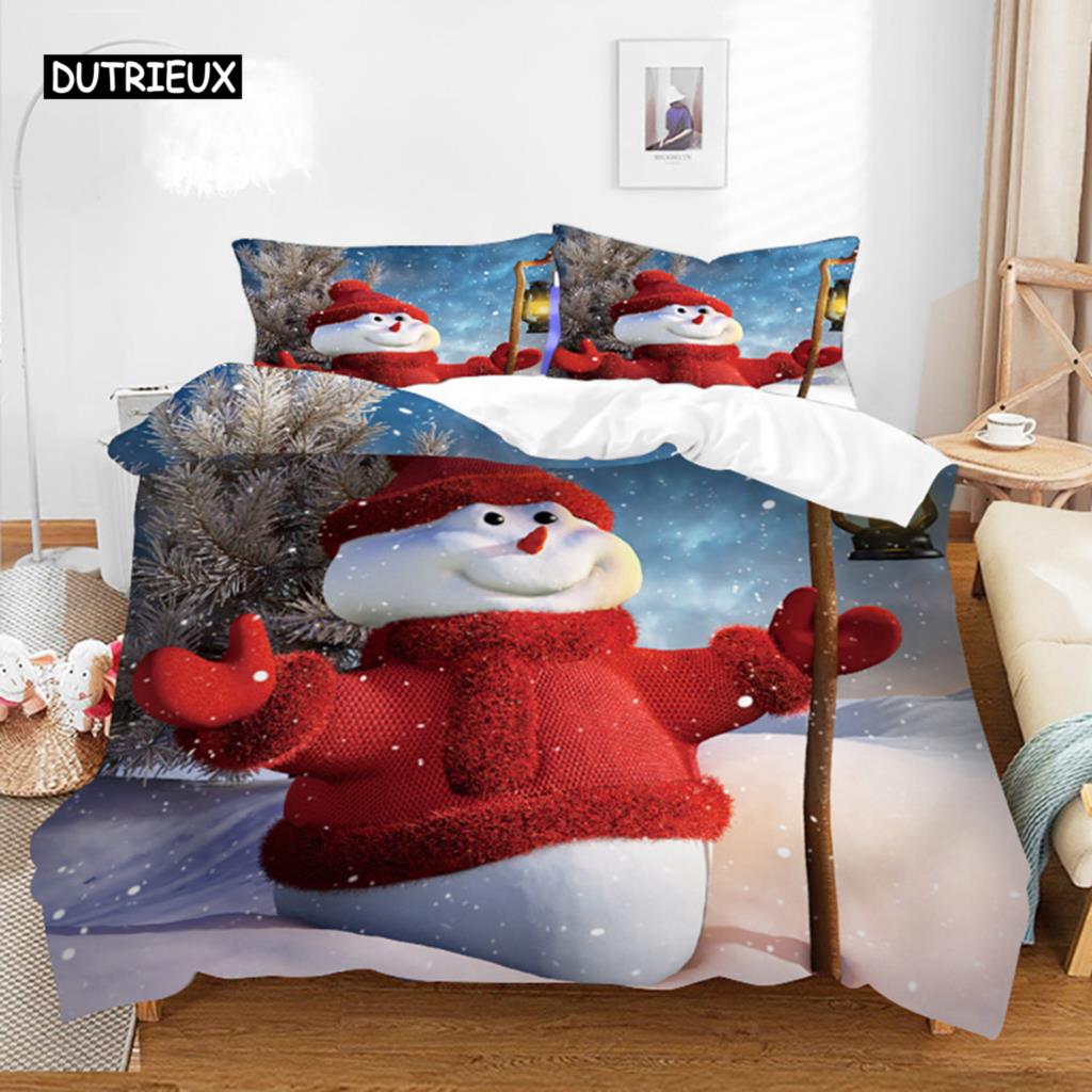 Christmas Snow Cartoon Deer Bedding Set Christmas Duvet Cover Set Comfortable Breathable Duvet Cover Christmas Xmas Gift