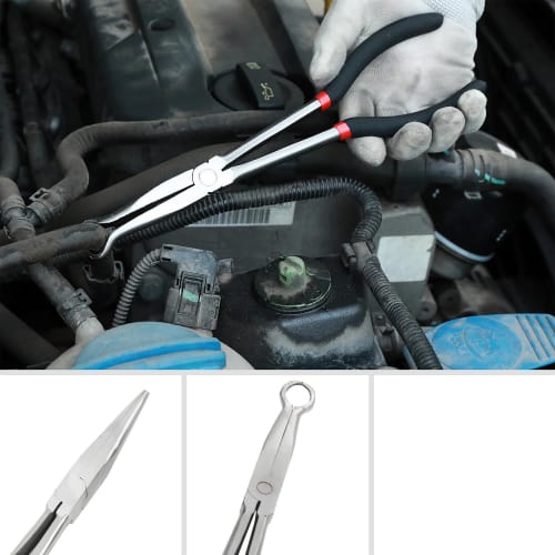 Nisorpa 5-Piece Long Nose Pliers Set, 280mm Extra Long, Nose Pliers, Mechanics Equipment, Hand Tools, Straight, 25, 45, 90, and 0 Bends